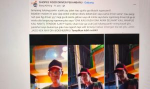 Postingan-aduan-pengemudi-Ojol-terkait-adanya-oknum-Jukir-diduga-melakukan-pengancaman.-(Dok.-RIau-Aktual)